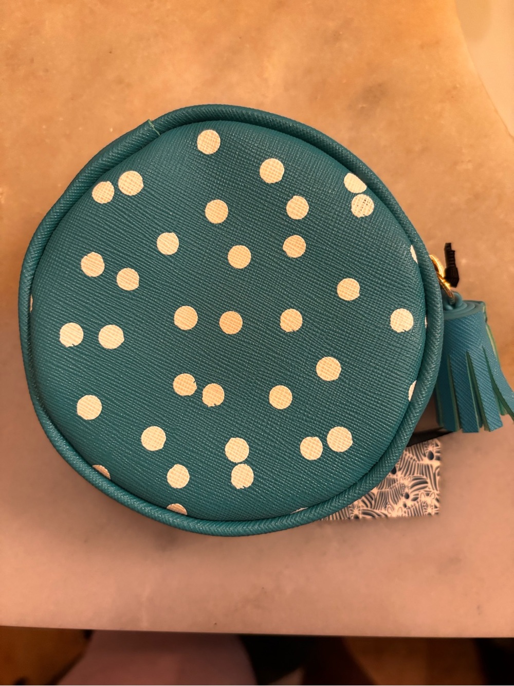 Dabney Lee Teal and white Coin Pouch with gold zip